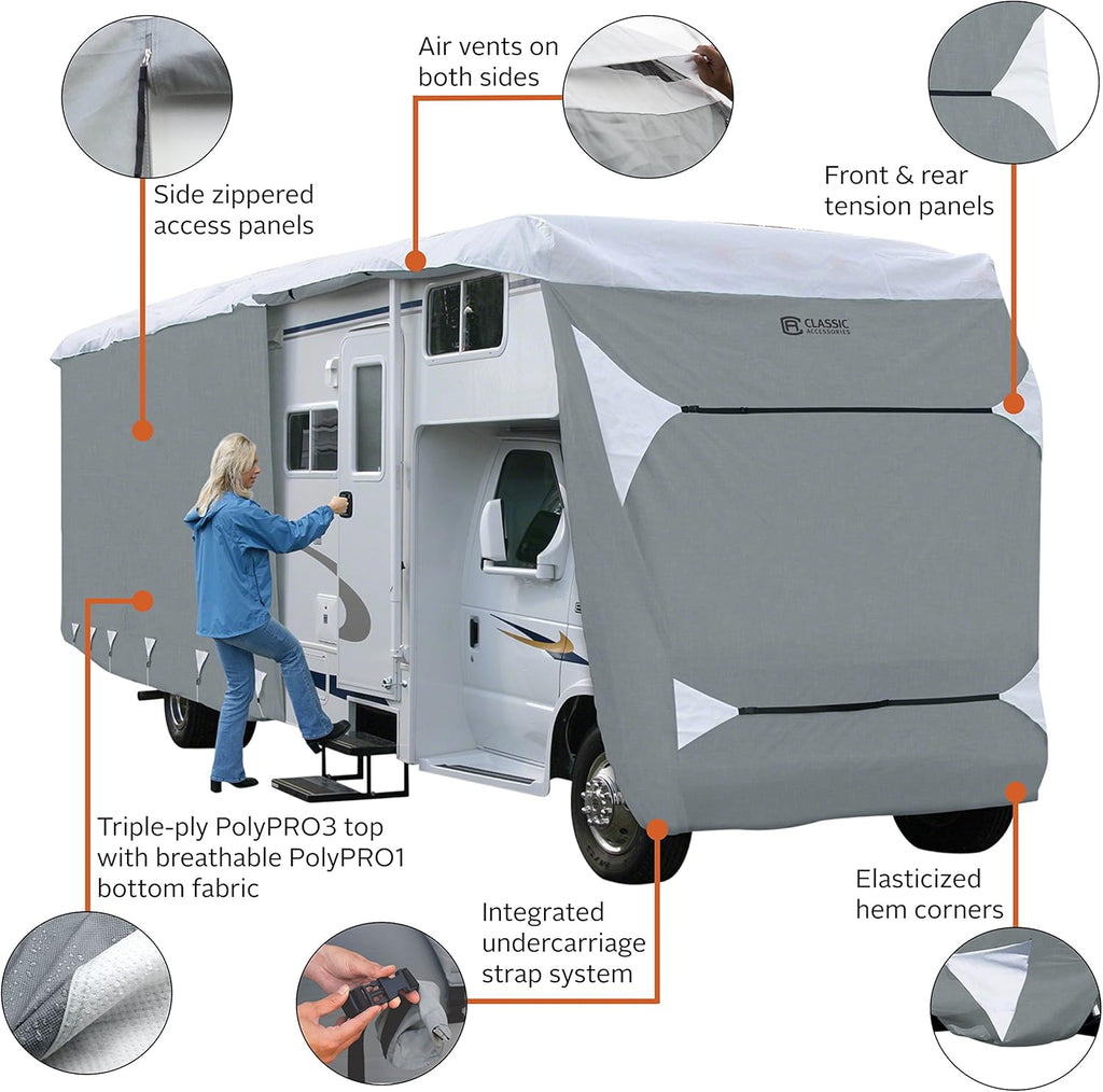 Grey Class C RV Cover Y260125