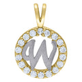 10k Two Tone Gold CZ Initial Pendant Necklace R602652