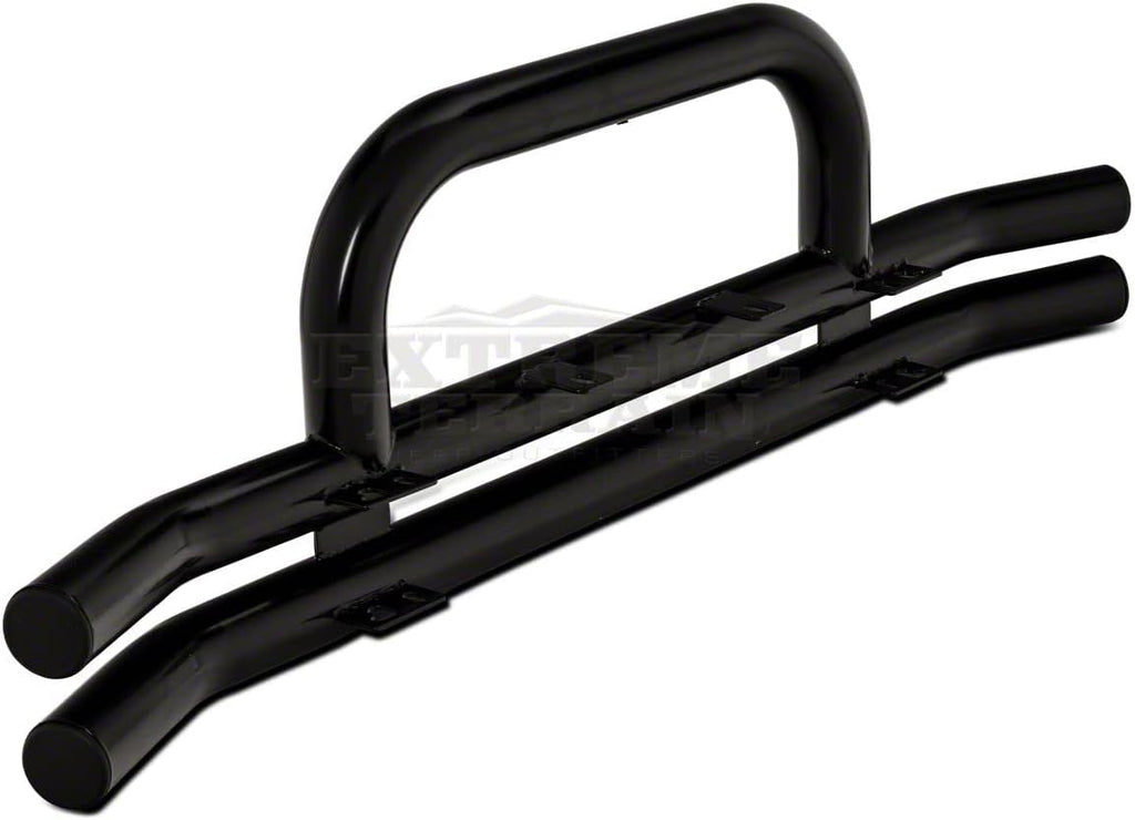 Gloss Black Double Tubular Front Bumper with Over-Rider Hoop P2242