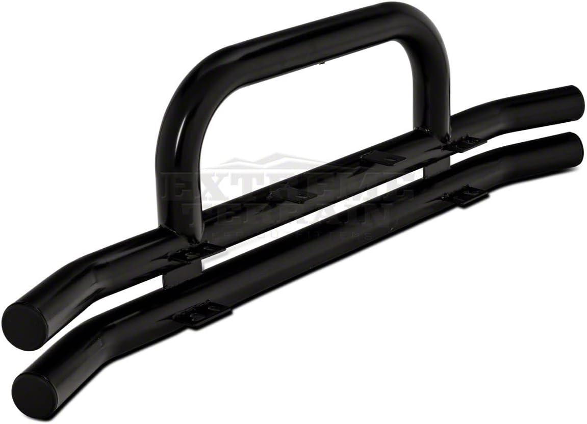 Gloss Black Double Tubular Front Bumper with Over-Rider Hoop P2242