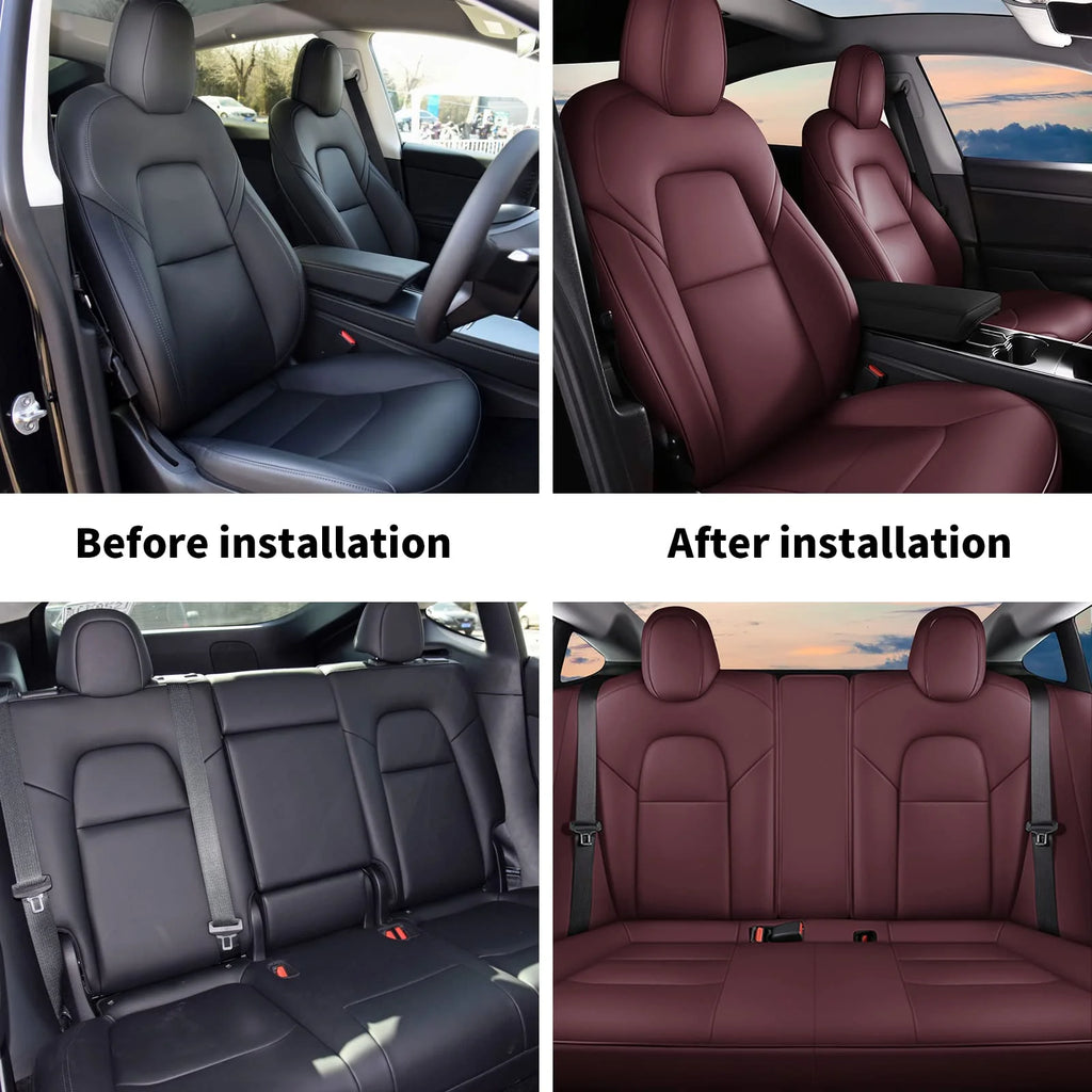 Red Faux Leather Seat Covers Full Set Z656