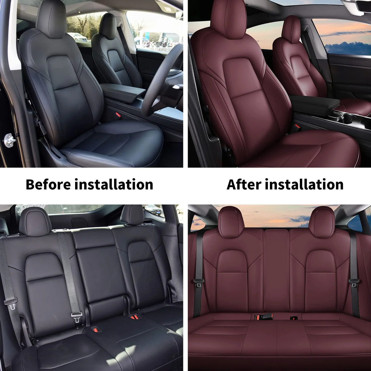 Red Faux Leather Seat Covers Full Set Z656