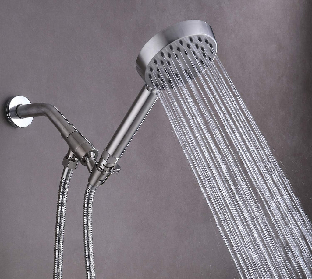 Brushed Nickel Handheld Shower Head with Stainless Steel Hose & Brass Holder, Pack of 2 H862