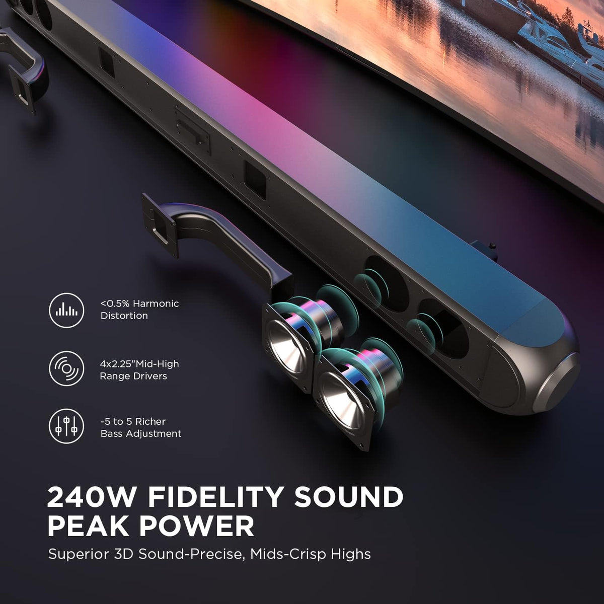 240W 2.1 Sound Bar with 6.5'' Wireless Subwoofer G91410