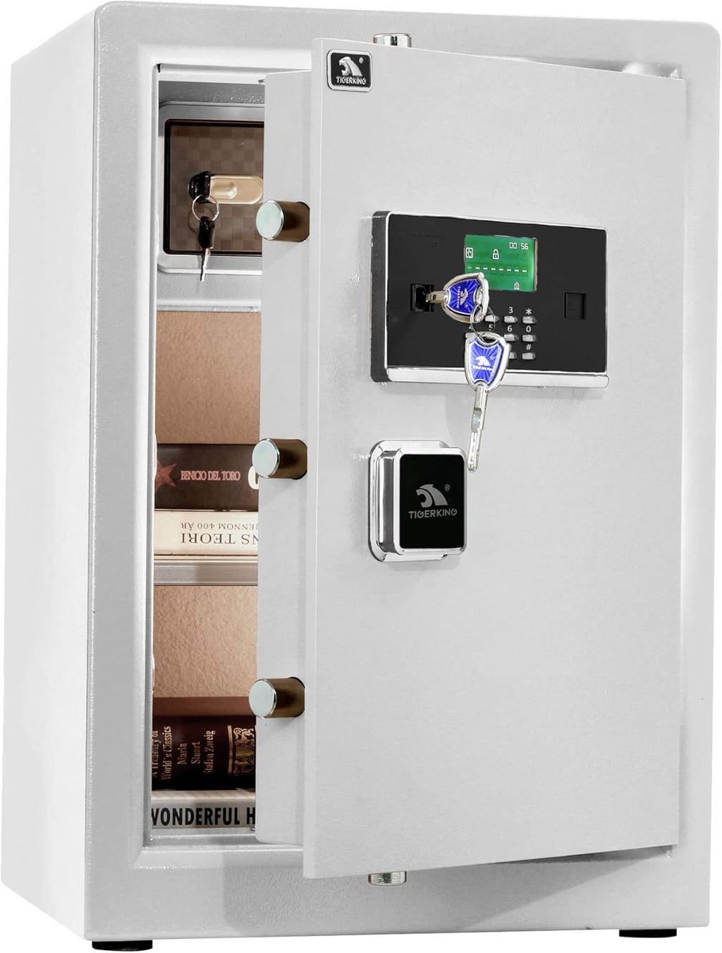 Digital Security Safe Box with Key Lock and Password, 3.7 Cubic Black T922