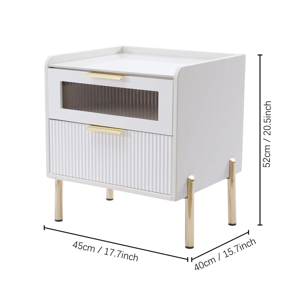 White 2 Drawer Wood End Table I521582