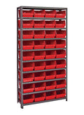 Red 12 inch x 36 inch x 75 inch Shelf Bin Unit A4707