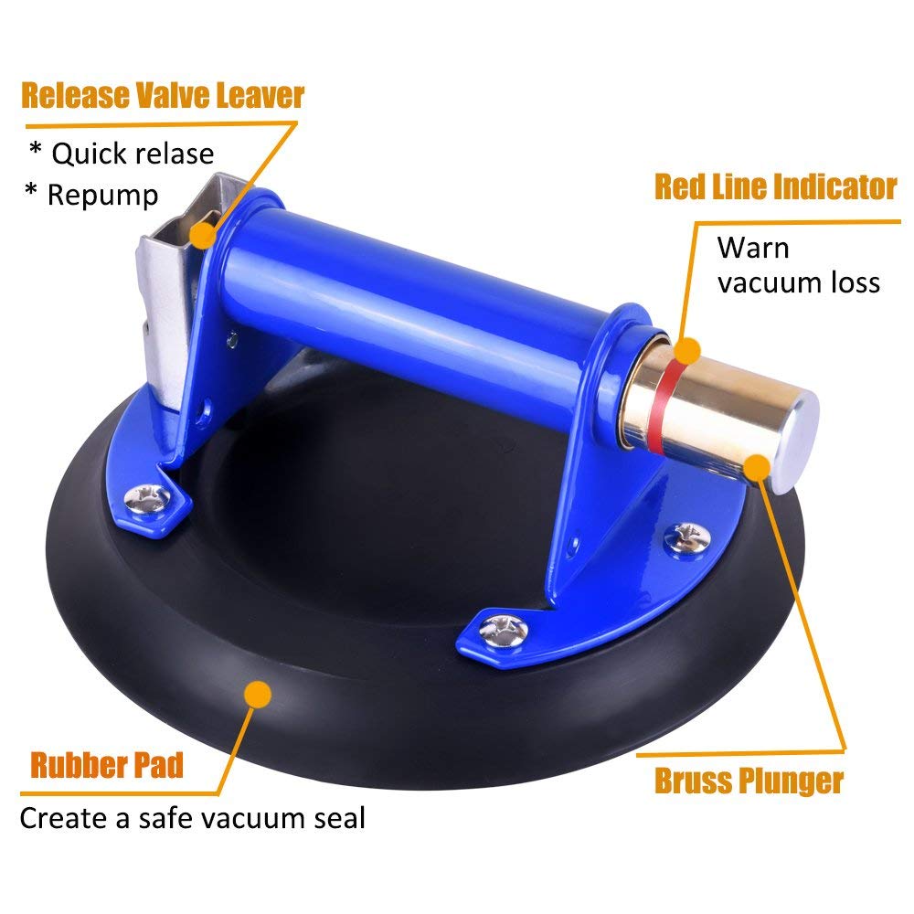 12 Super Strong Glass Suction Cup Vacuum Glass Lifter with Metal Handle and Brass Pump I492