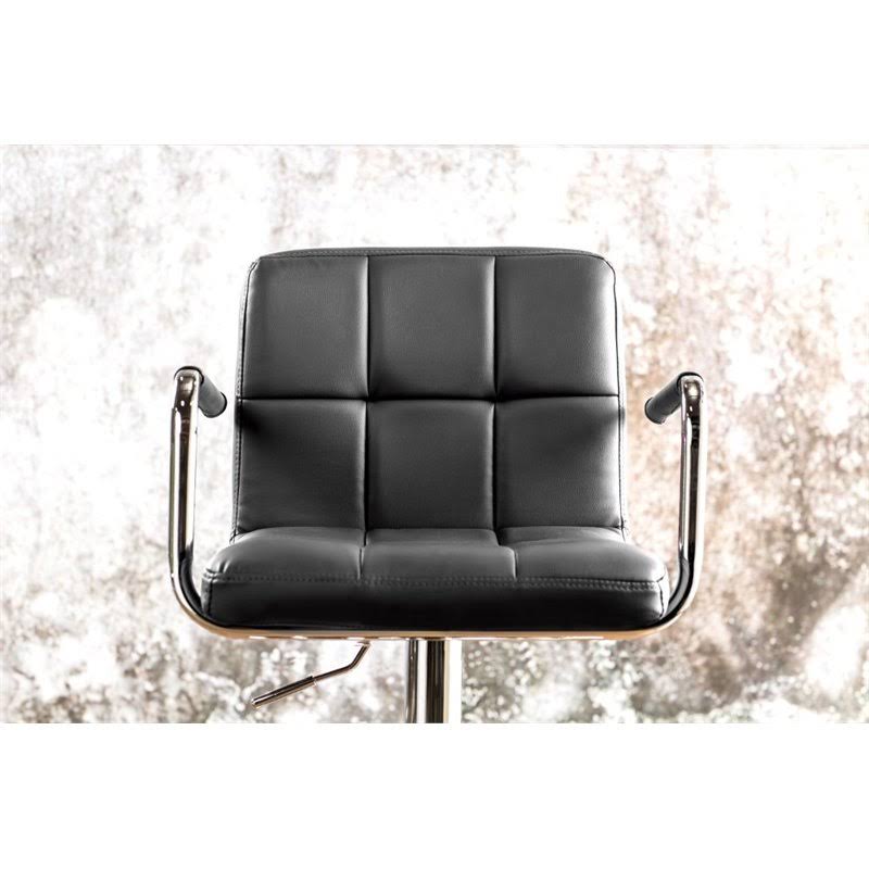 Black Leather Adjustable Bar Stool F428