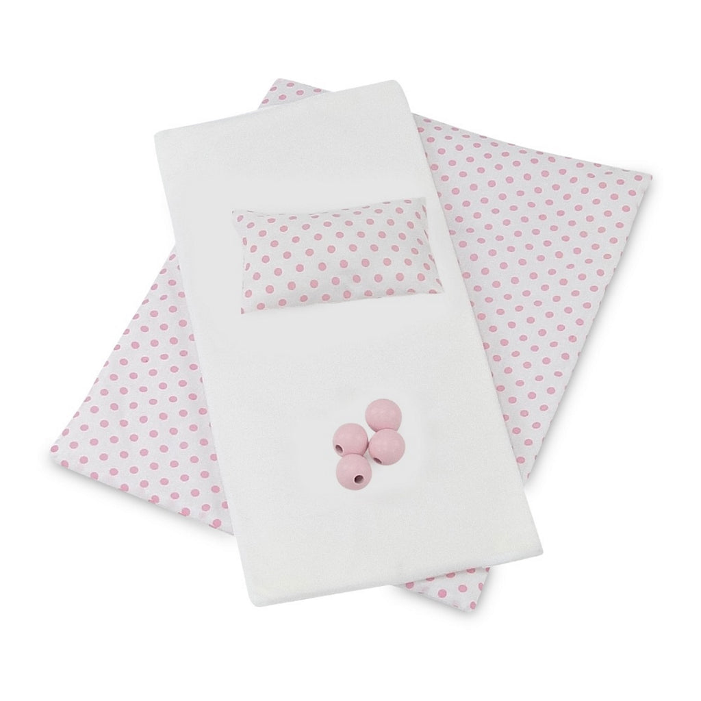18 Inch Doll Trundle Bed with Plush Polka Dot Doll Bedding L57779