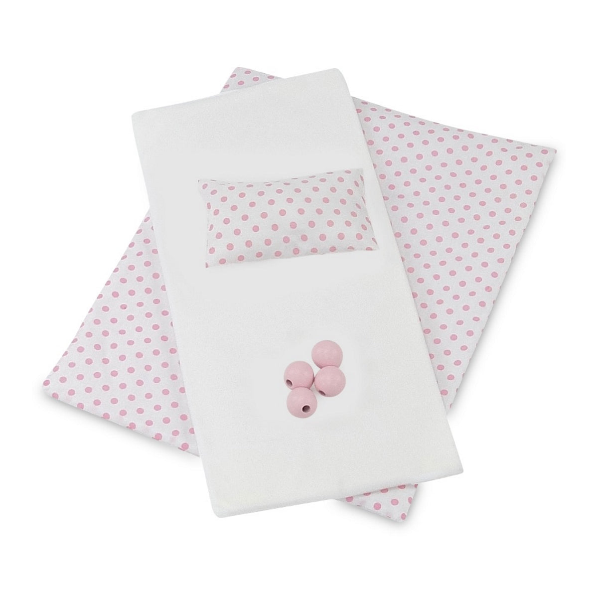 18 Inch Doll Trundle Bed with Plush Polka Dot Doll Bedding L57779