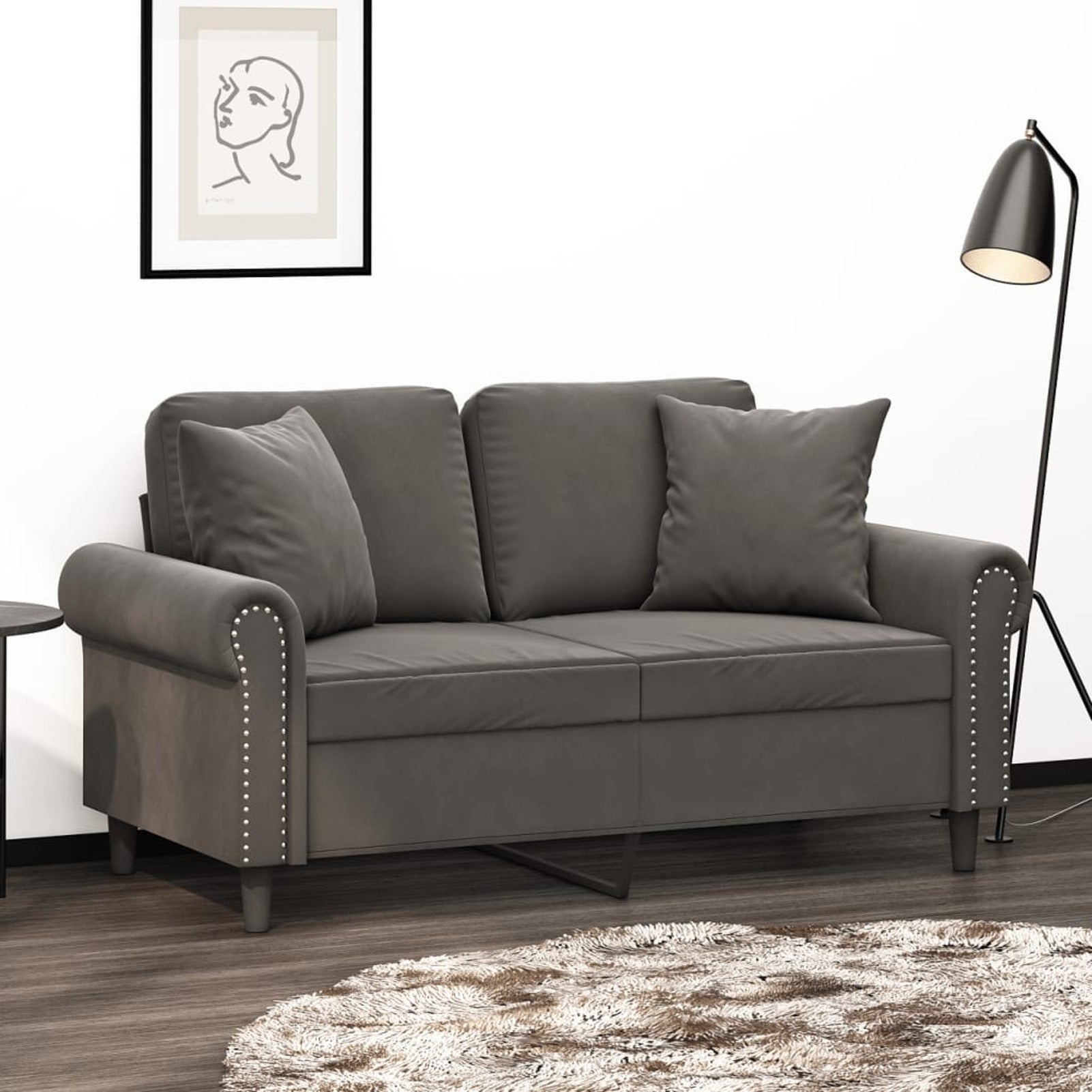 2-Seater Sofa Dark Gray 47.2" Q38482
