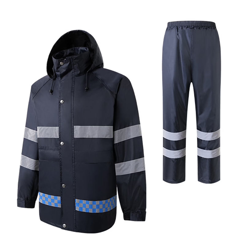 High Visibility Reflective Waterproof Raincoat Suits Rain Gear Motorcycle Cycling Rain Poncho Jacket Hooded Rainwear Four Season XXL A531
