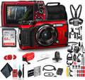 Red Waterproof Camera Action Bundle with 50 Piece Accessory Kit V834