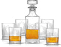 Whiskey Decanter and 6PC Glasses Set, 27 oz Airtight Glass Decanter, Set of 6 Old Fashioned Rocks Glasses V10066