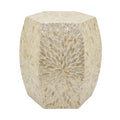 White Wood Side Table with Capiz A36774