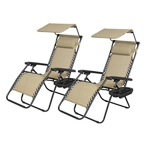 Zero Gravity Chairs 2 Set with Canopy Cup Holder V30400