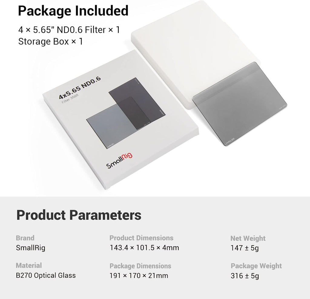 4x5.65 ND0.6 Filter (2 Stops) Square Neutral Density Filter U586