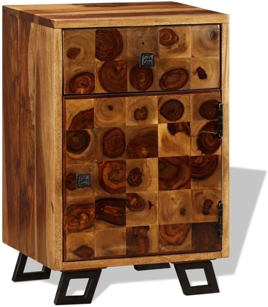 Solid Sheesham Wood Nightstand with Drawer U190668