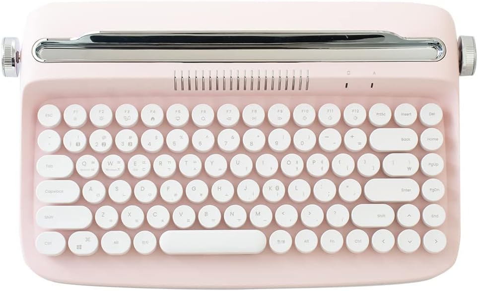Baby Pink Wireless Bluetooth Typewriter Keyboard Pack of 2 M6772