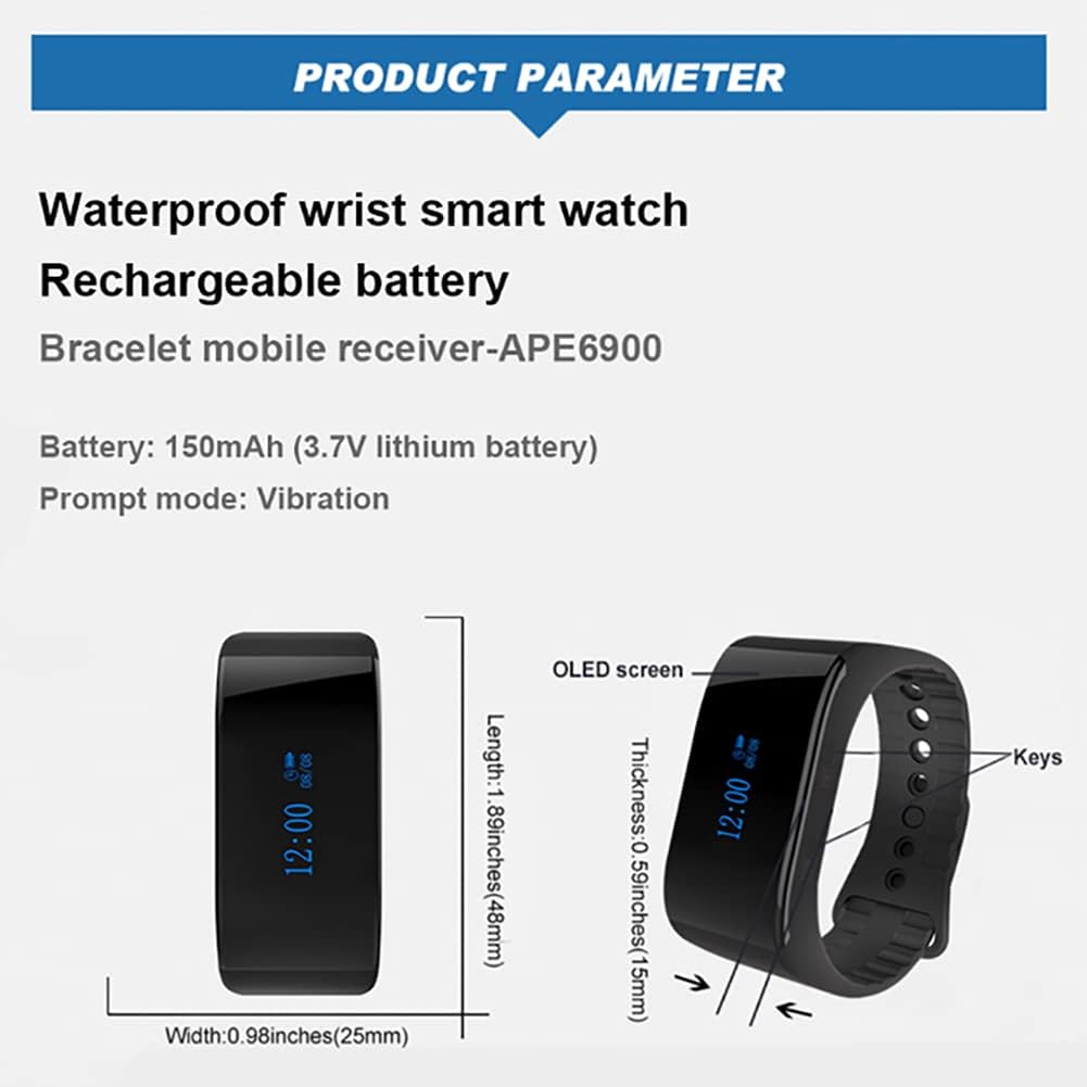 Wireless Caregiver Pager Calling System with 1 Mobile Receiver 2 Call Buttons H669391