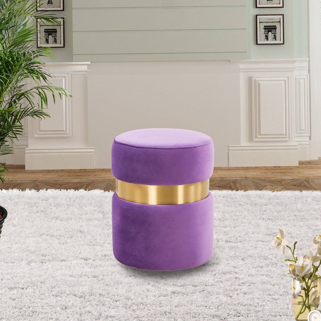 Light Grey Round Velvet Ottoman B860880