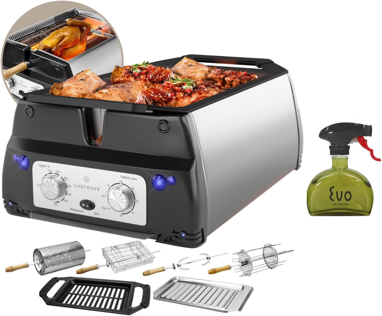 Smokeless Indoor Electric Grill with Non-Stick Removeable Plates B280