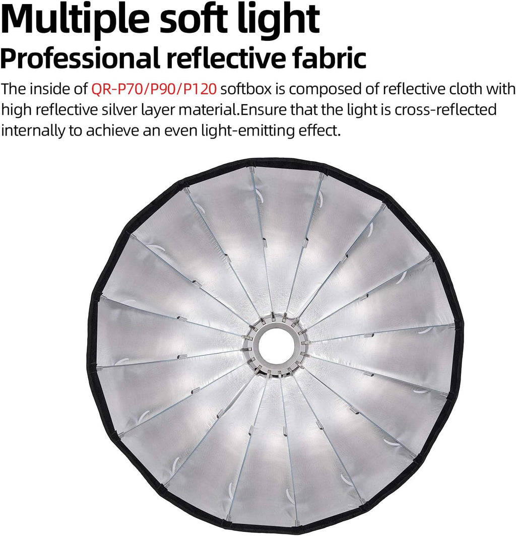 Quick Release Deep Parabolic Softbox with Grid and Carrying Bag T2148