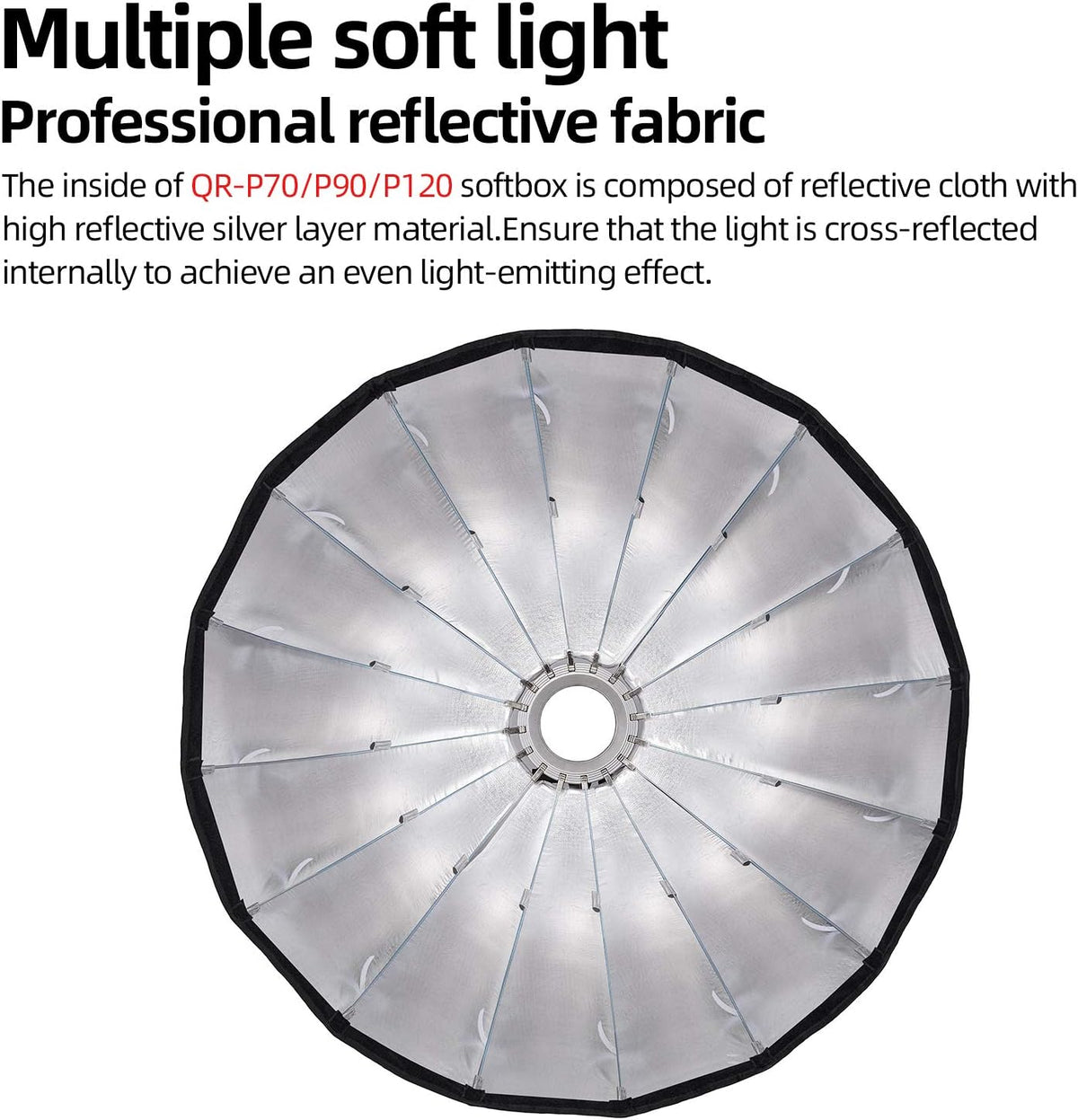 Quick Release Deep Parabolic Softbox with Grid and Carrying Bag T2148