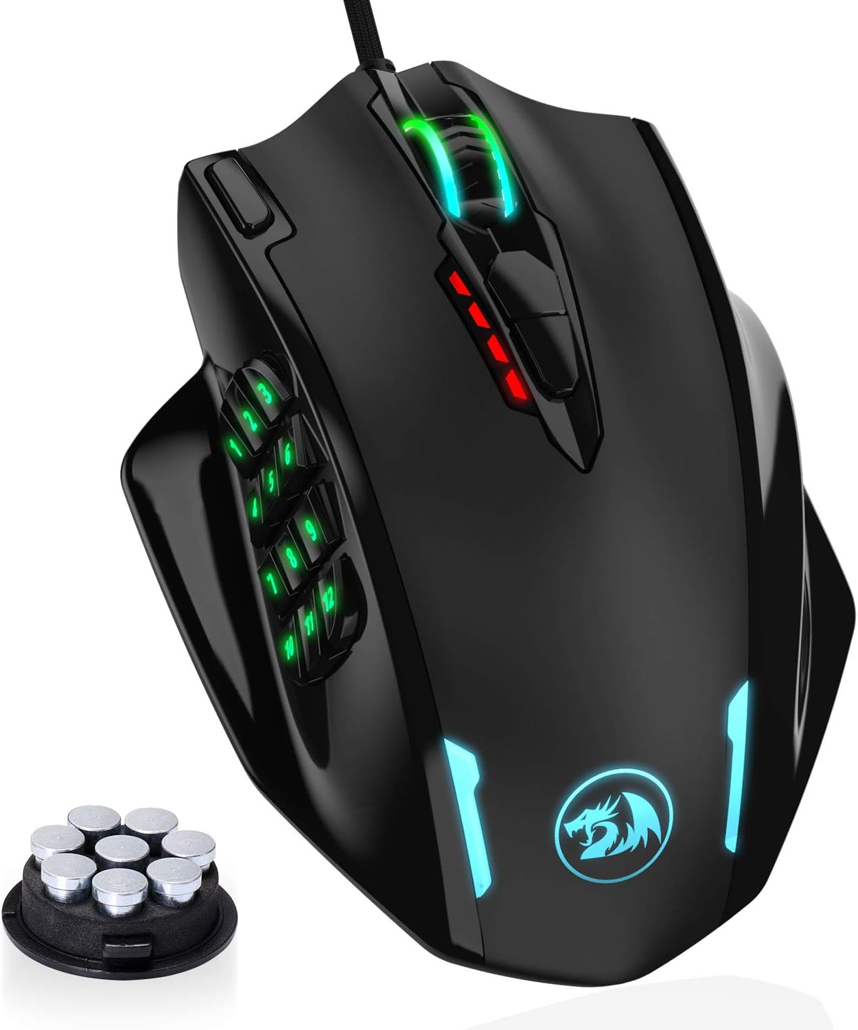 Redragon M908 Impact RGB LED MMO Mouse with Side Buttons Optical Wired Gaming Mouse with 12,400DPI, 20 Programmable Mouse Buttons Pack of 2 C696184