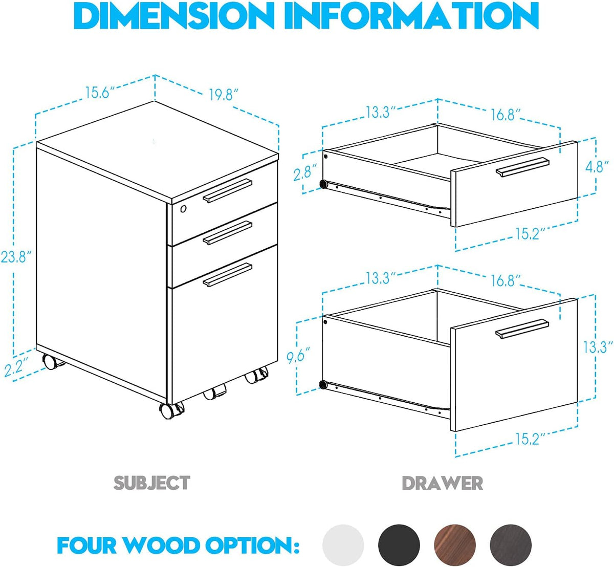 White 3-Drawer Filing Cabinet with Lock A147