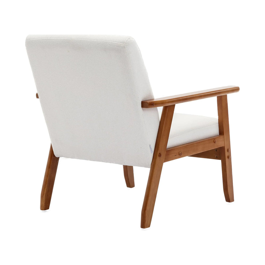 Accent Chairs Set of 2 with Side Table, Wood and Fabric Armchairs I91266