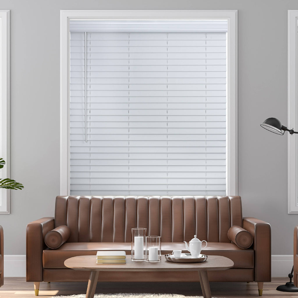 White Faux Wood Blind I95228
