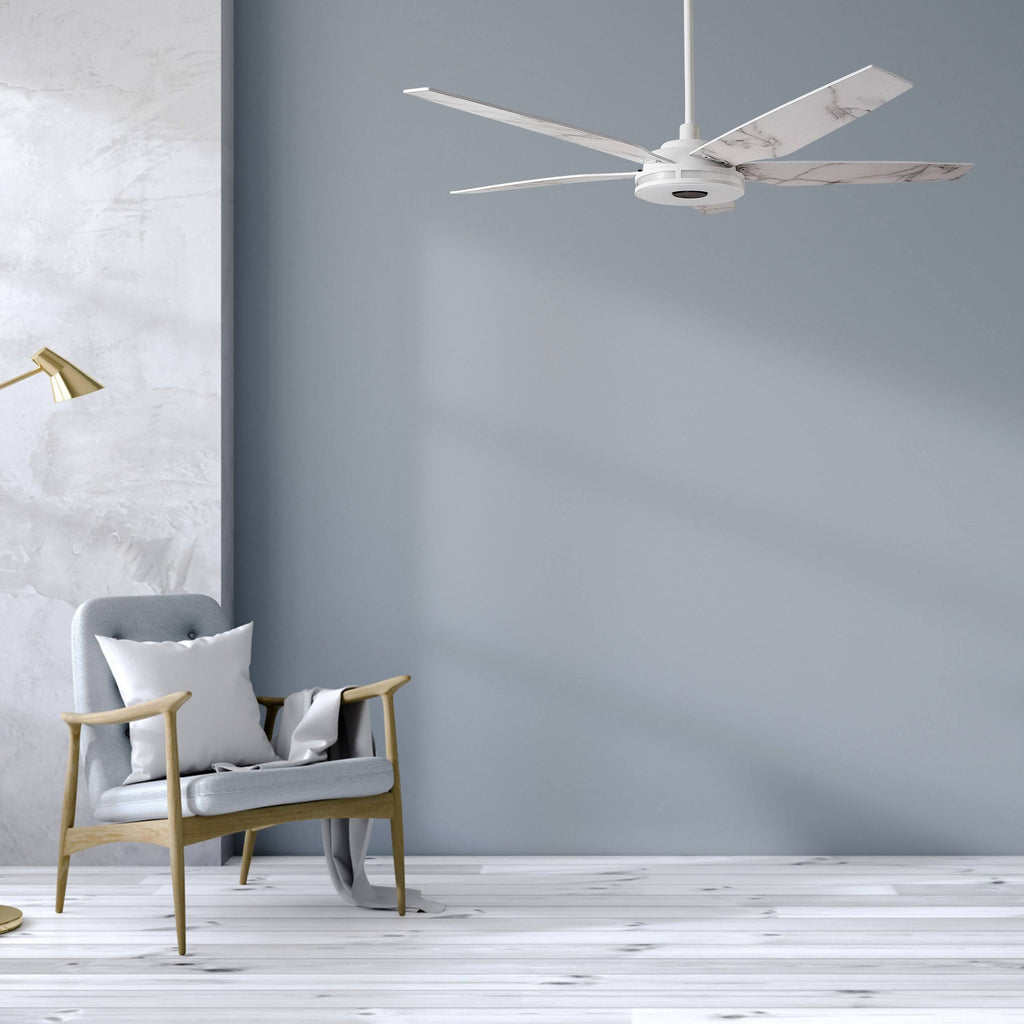 White Smart Ceiling Fan with Dimmable LED Light and Remote K88900