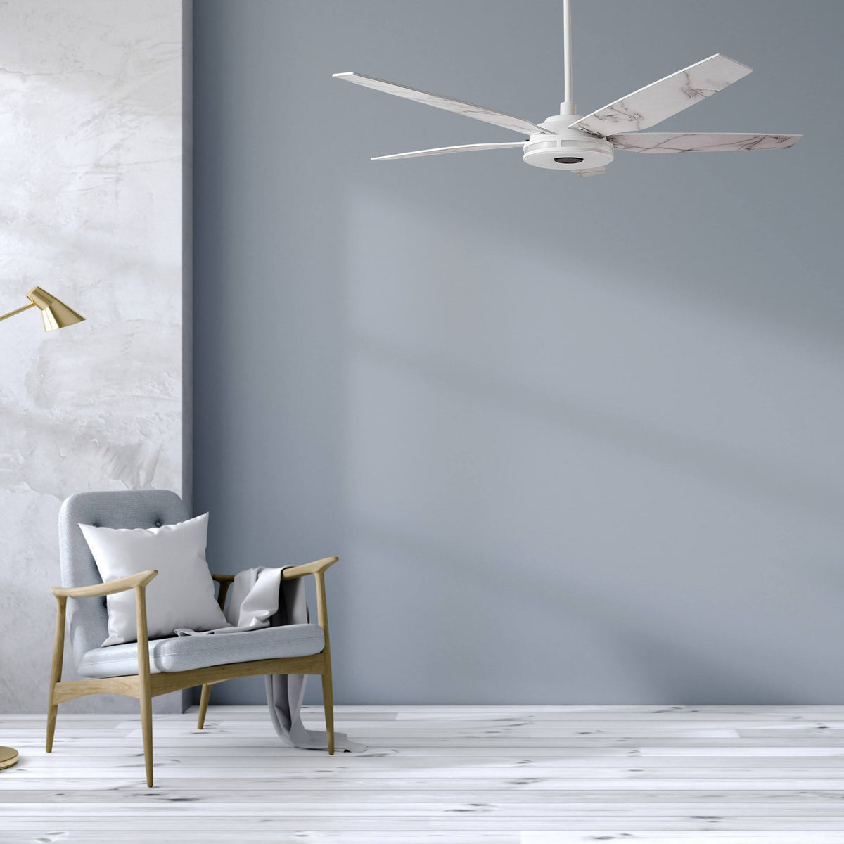 White Smart Ceiling Fan with Dimmable LED Light and Remote K88900