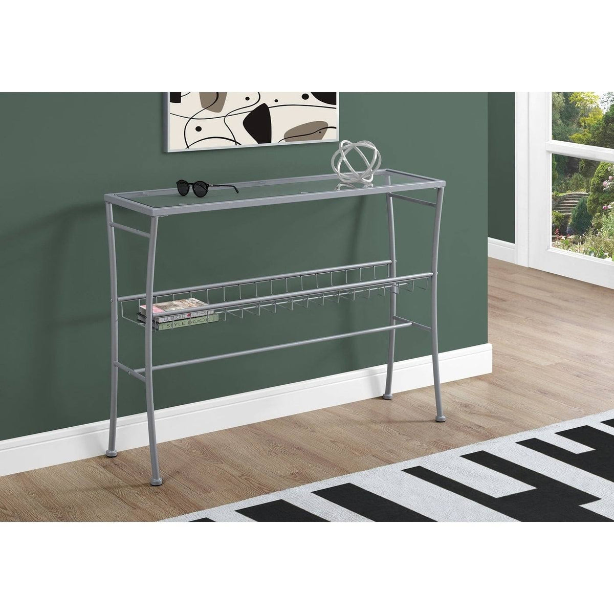 Black Tempered Glass Accent Table M8604