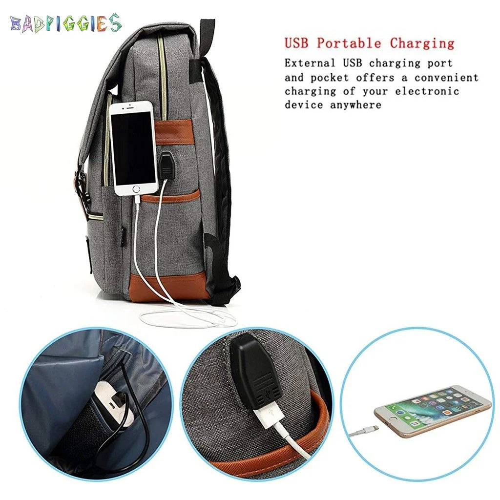 Vintage Travel Backpack with USB Charging Port Z2723