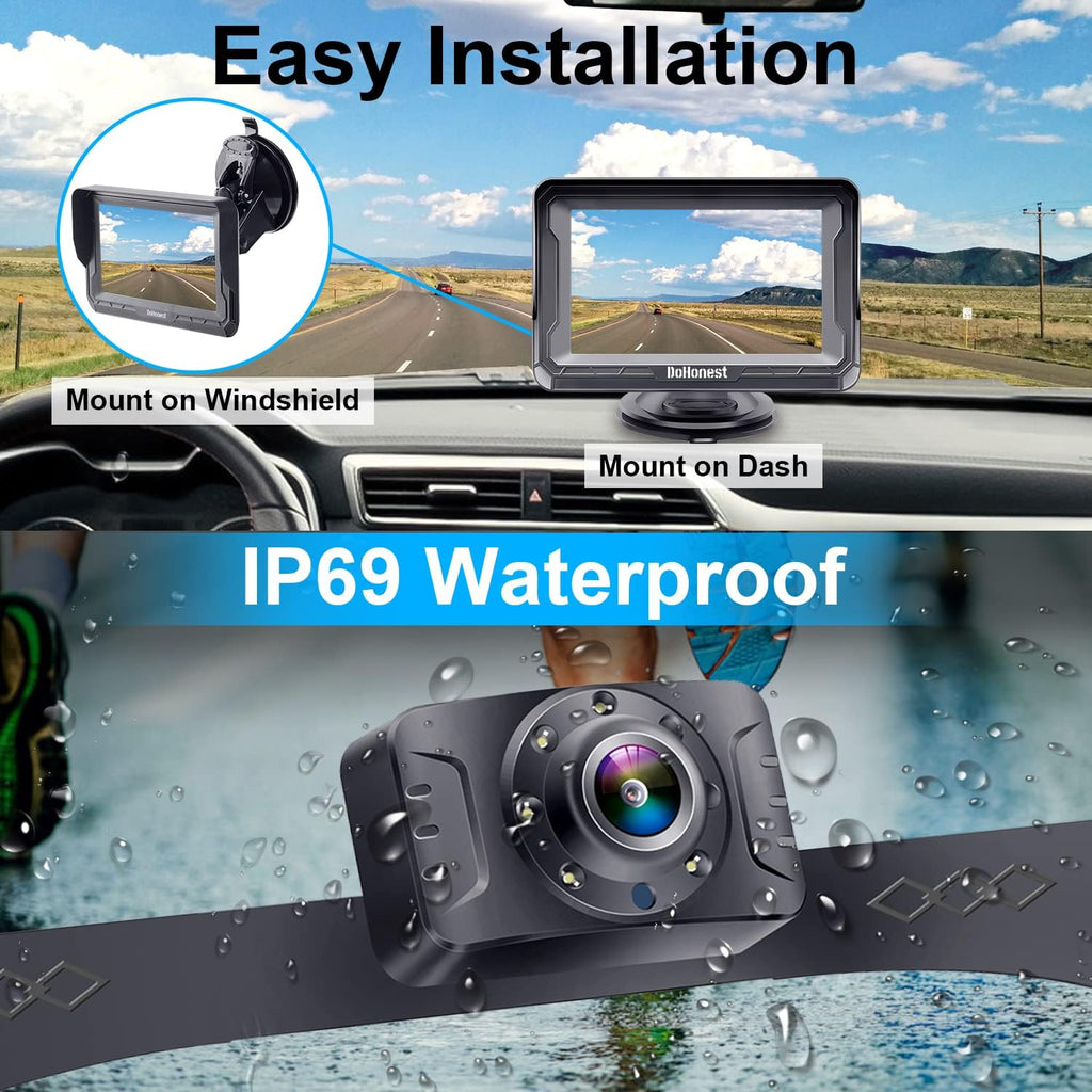 HD 1080P 7 LED Night Vision Reverse Camera with LCD Monitor, Pack of 2 B919