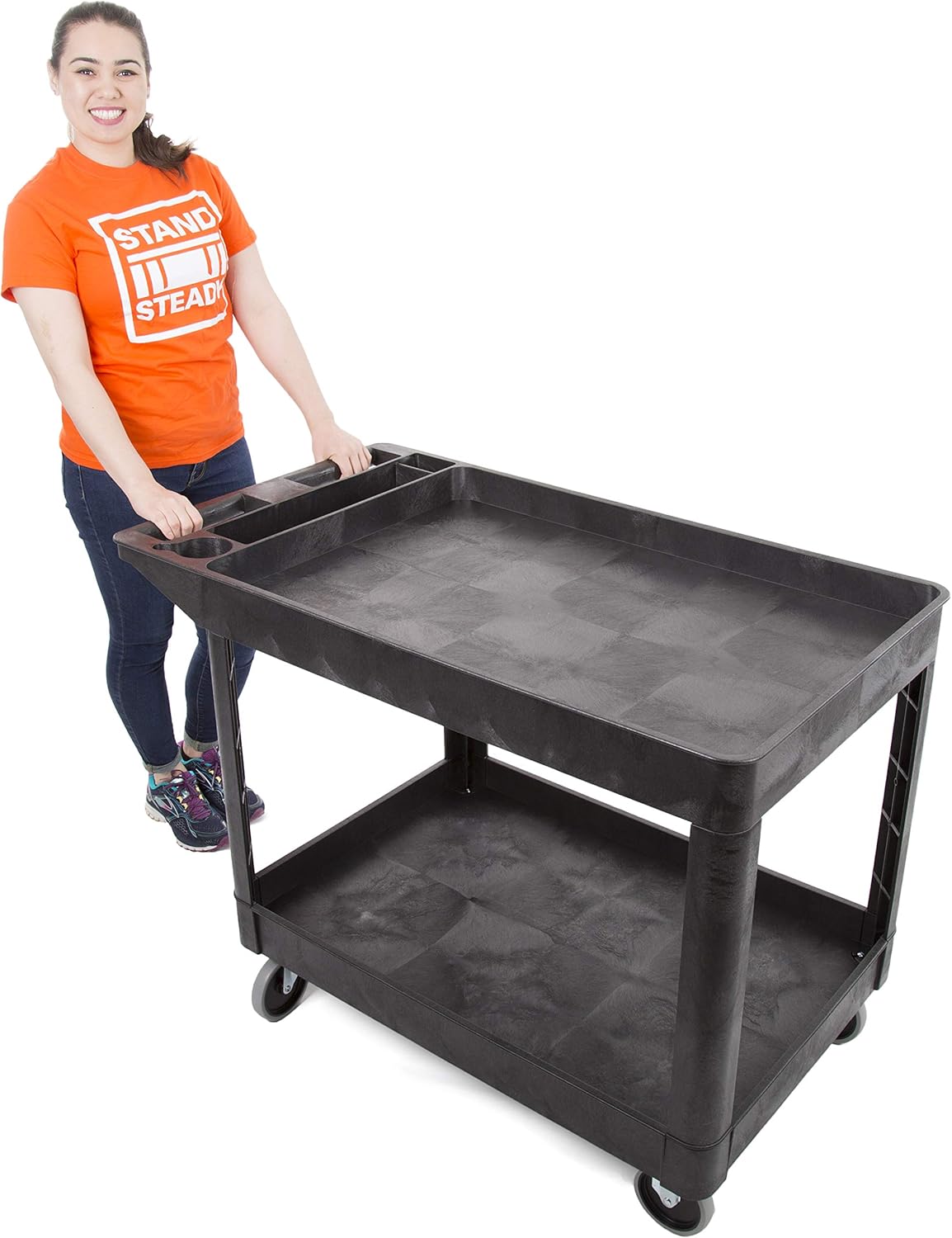 Extra Large Heavy Duty 2 Shelf Rolling Utility Cart A899082