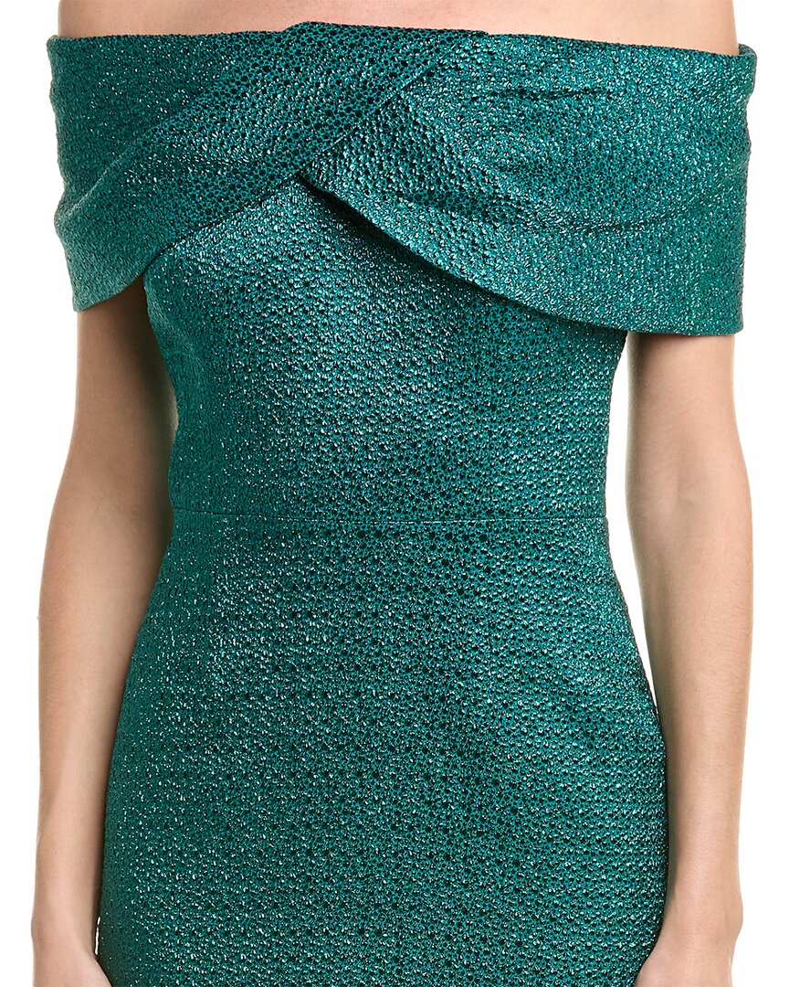 Green Off-The-Shoulder Gown Q24509