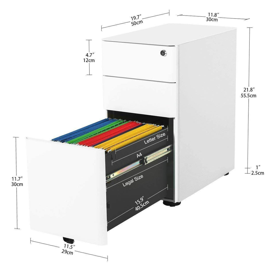White 3 Drawer Vertical File Cabinet F6159