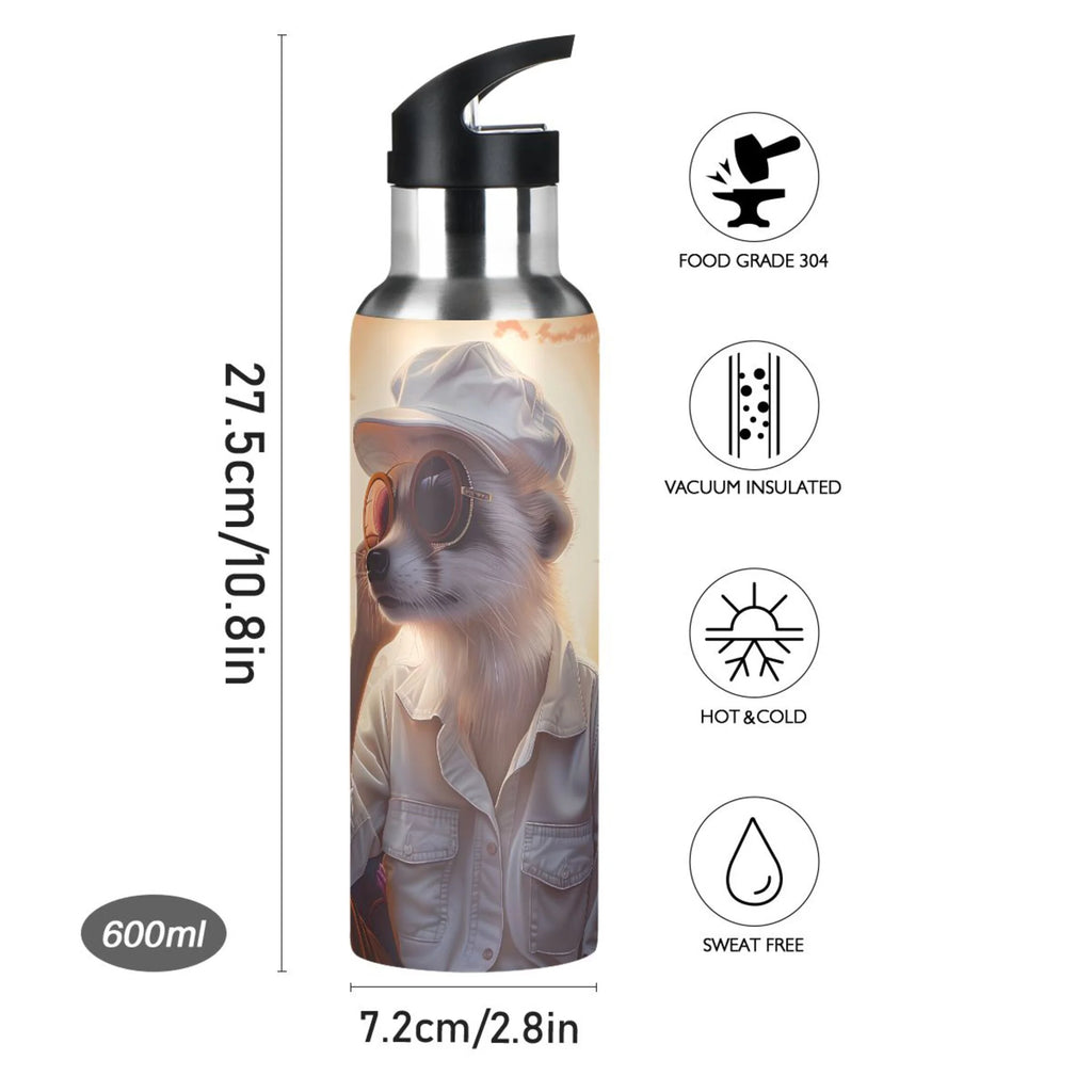 Insulated Stainless Steel Water Bottle with Straw Lid 20 oz L48536