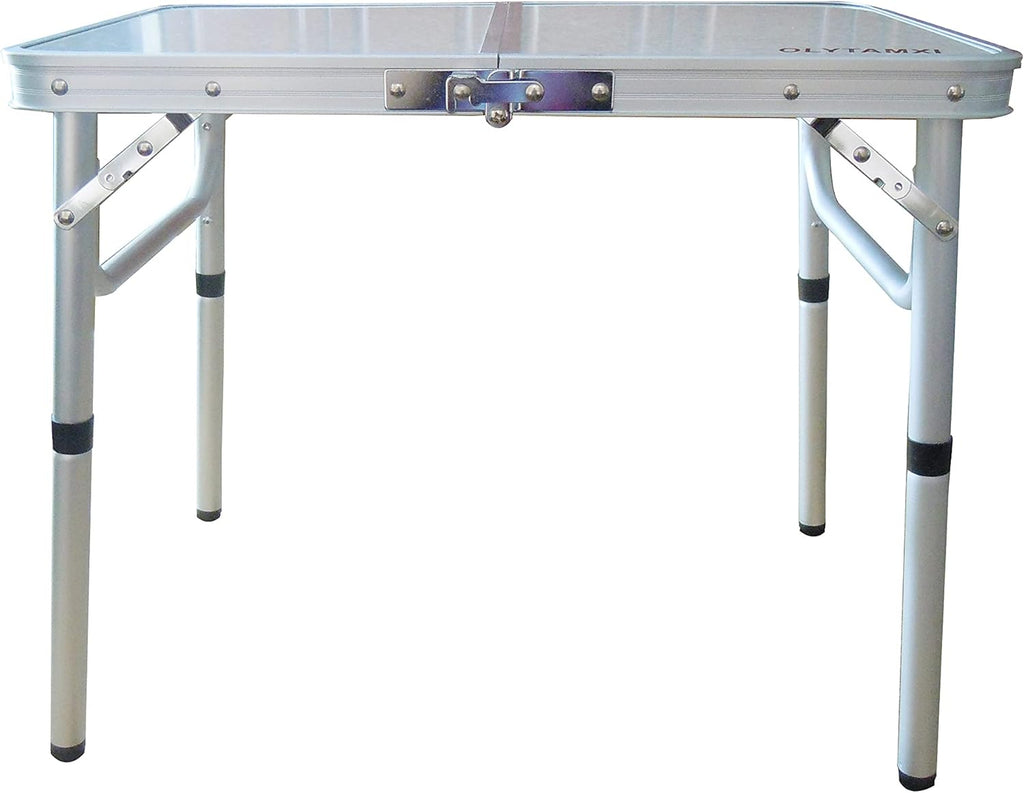 Small Folding Camping Table, 24''×16'' Portable Aluminum Camp Table, Height Adjustable J6362