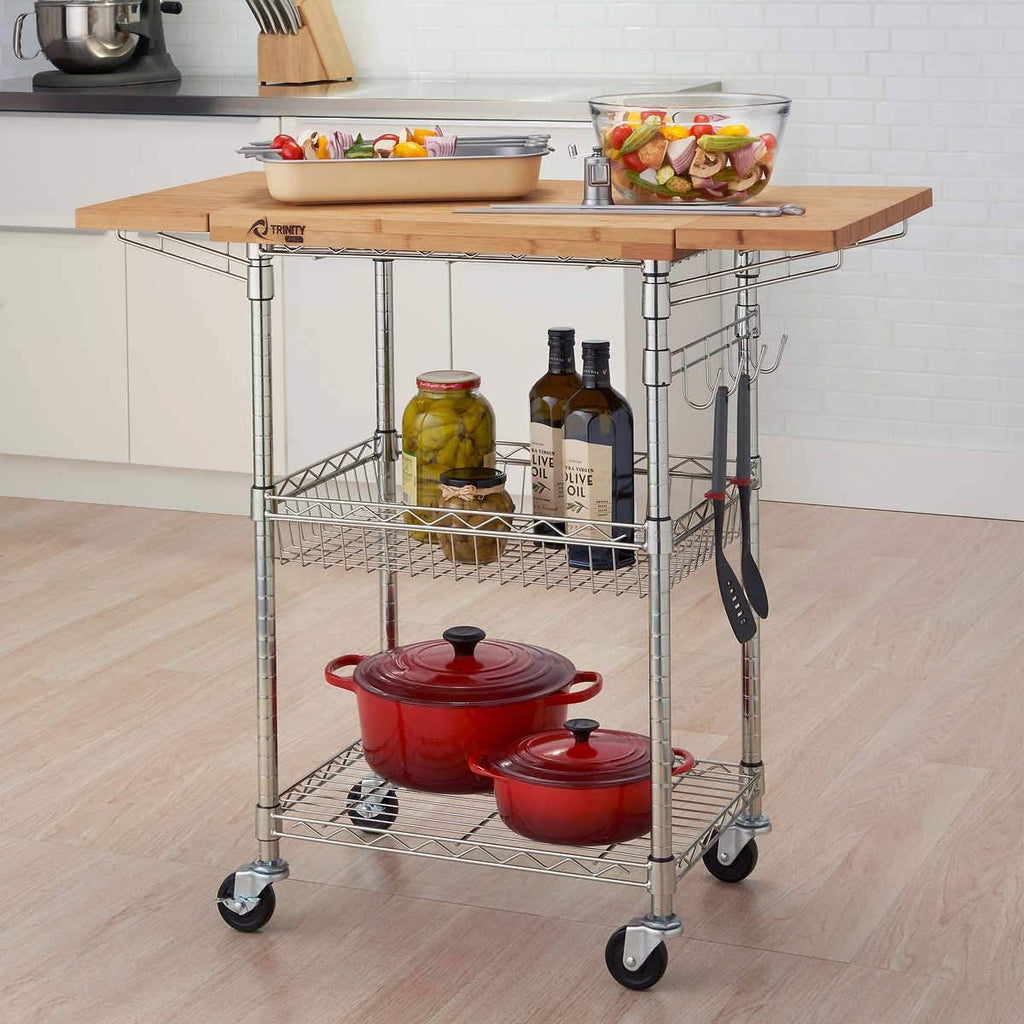 Bamboo Kitchen Cart in Bronze Anthracite - Brown - Wood R81421