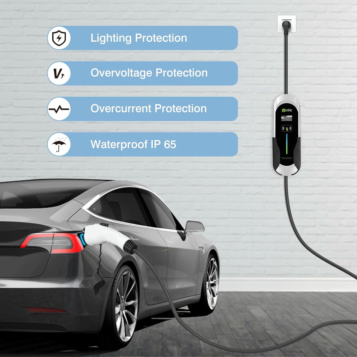 Portable EV Charger with NEMA 6-20 Plug and 5-15 Adapter Q11285