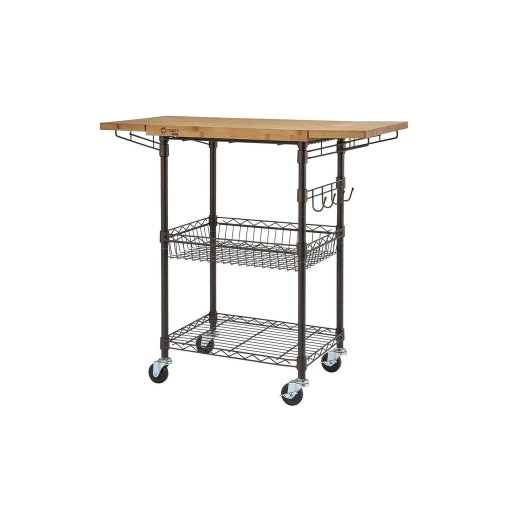 Bamboo Kitchen Cart in Bronze Anthracite - Brown - Wood R81421