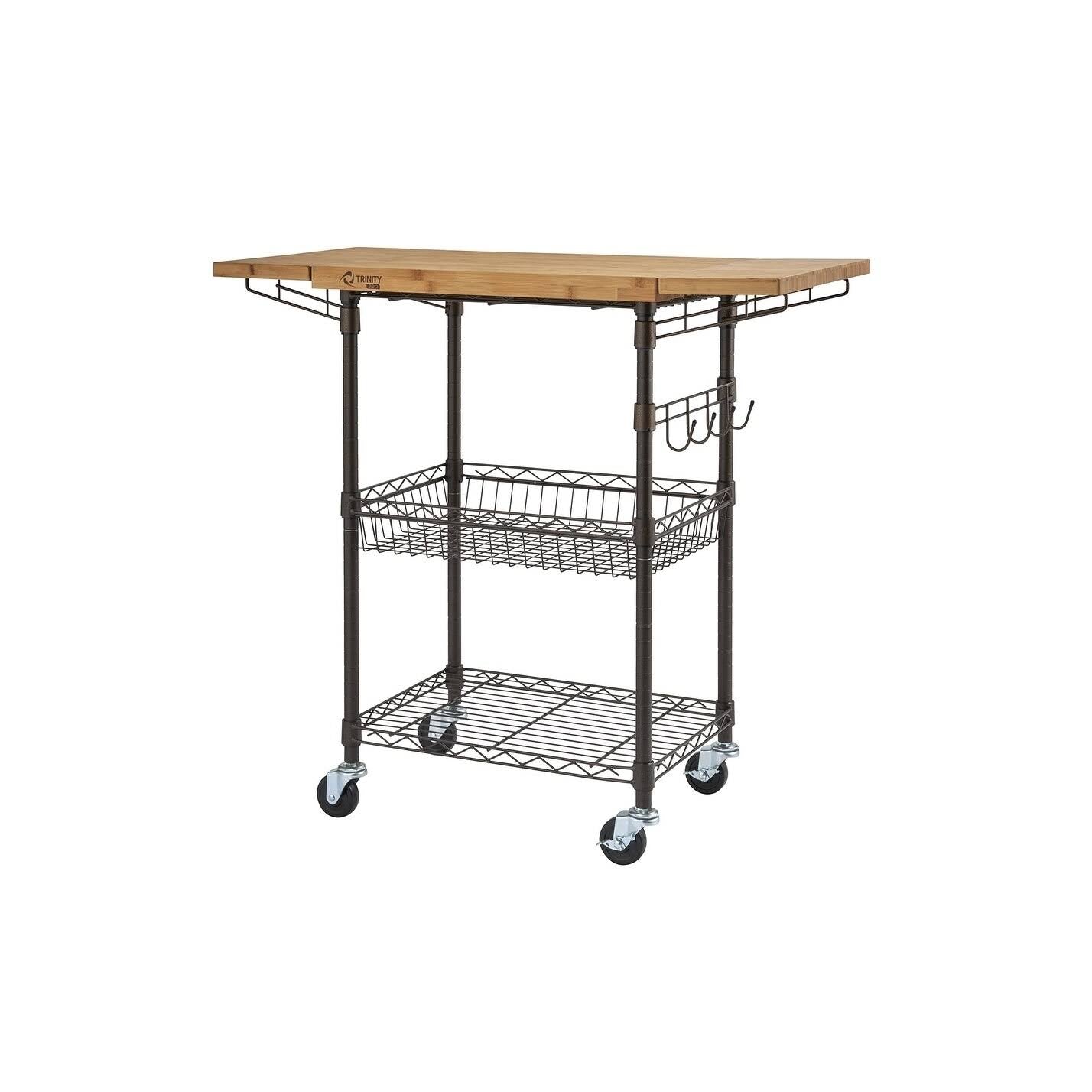 Bamboo Kitchen Cart in Bronze Anthracite - Brown - Wood R81421