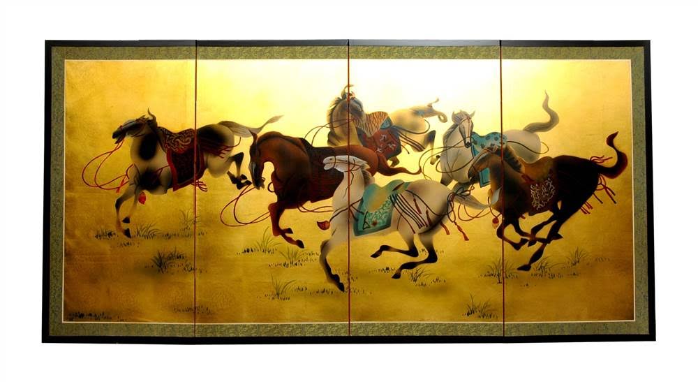 36x22 Riders in The Storm on Gold Leaf G24950