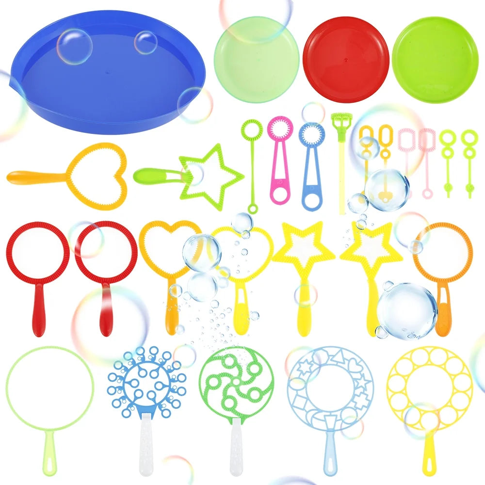 28Pcs Bubble Wands Set Soap Bubble Maker Sticks Tool Set Green O700