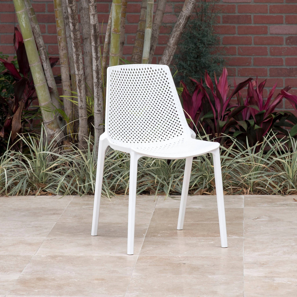 3 Piece White Round Folding Table Patio Dining Set J285